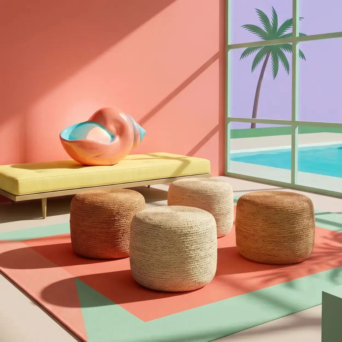 Pouf sisal naturel - Maison Sisal