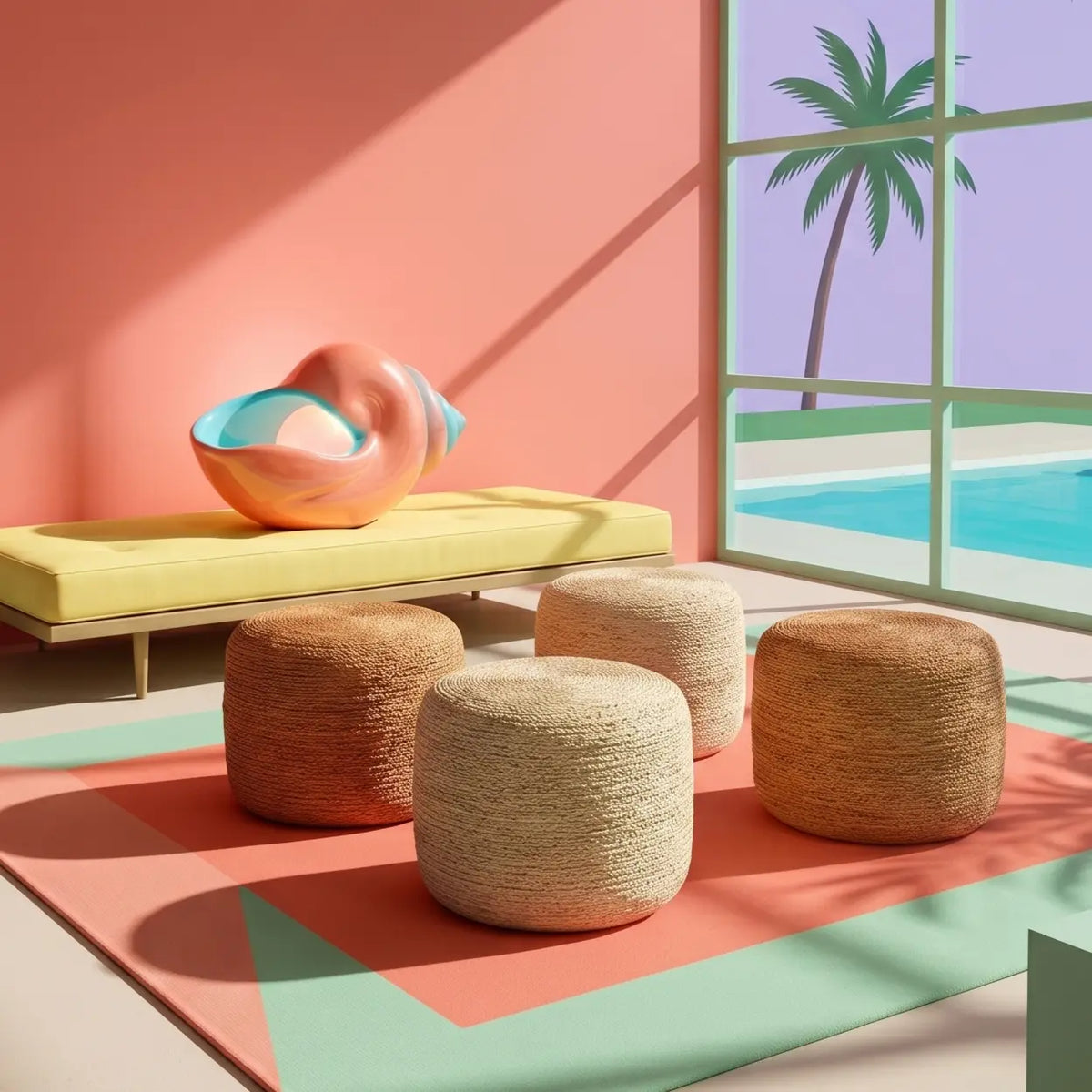 Pouf sisal naturel - Maison Sisal