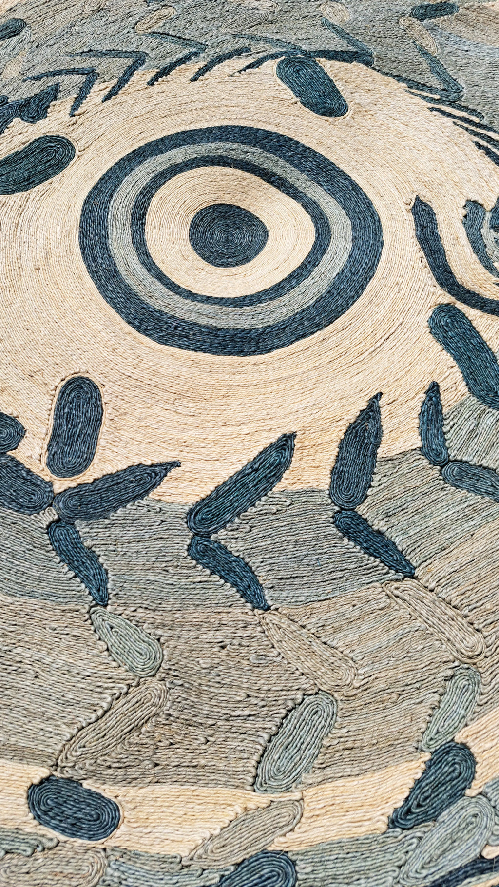 Tapis Rond en Sisal "Dragon bleu" (200cm) Maison Sisal