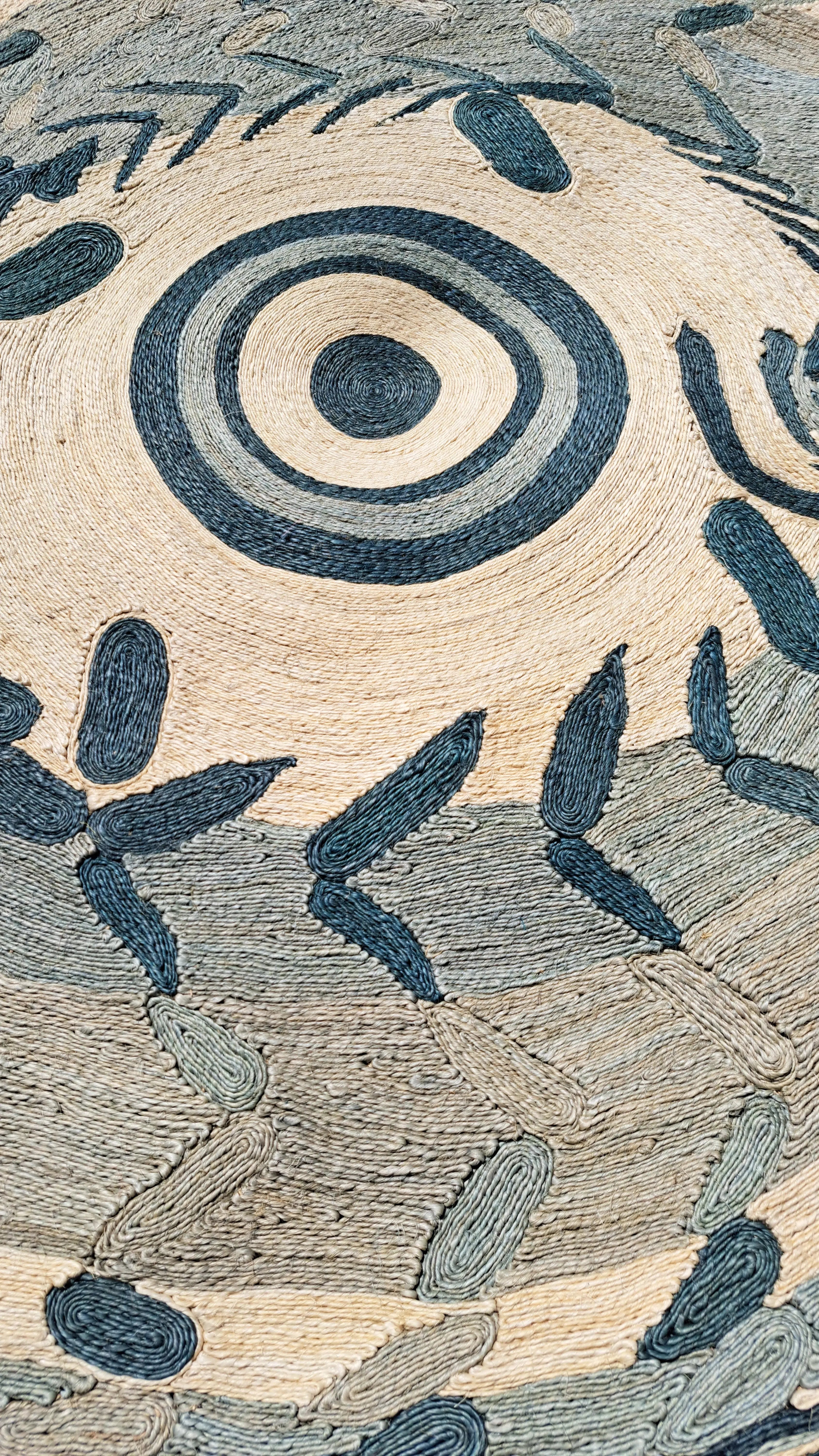 Tapis Rond en Sisal "Dragon bleu" (200cm) Maison Sisal