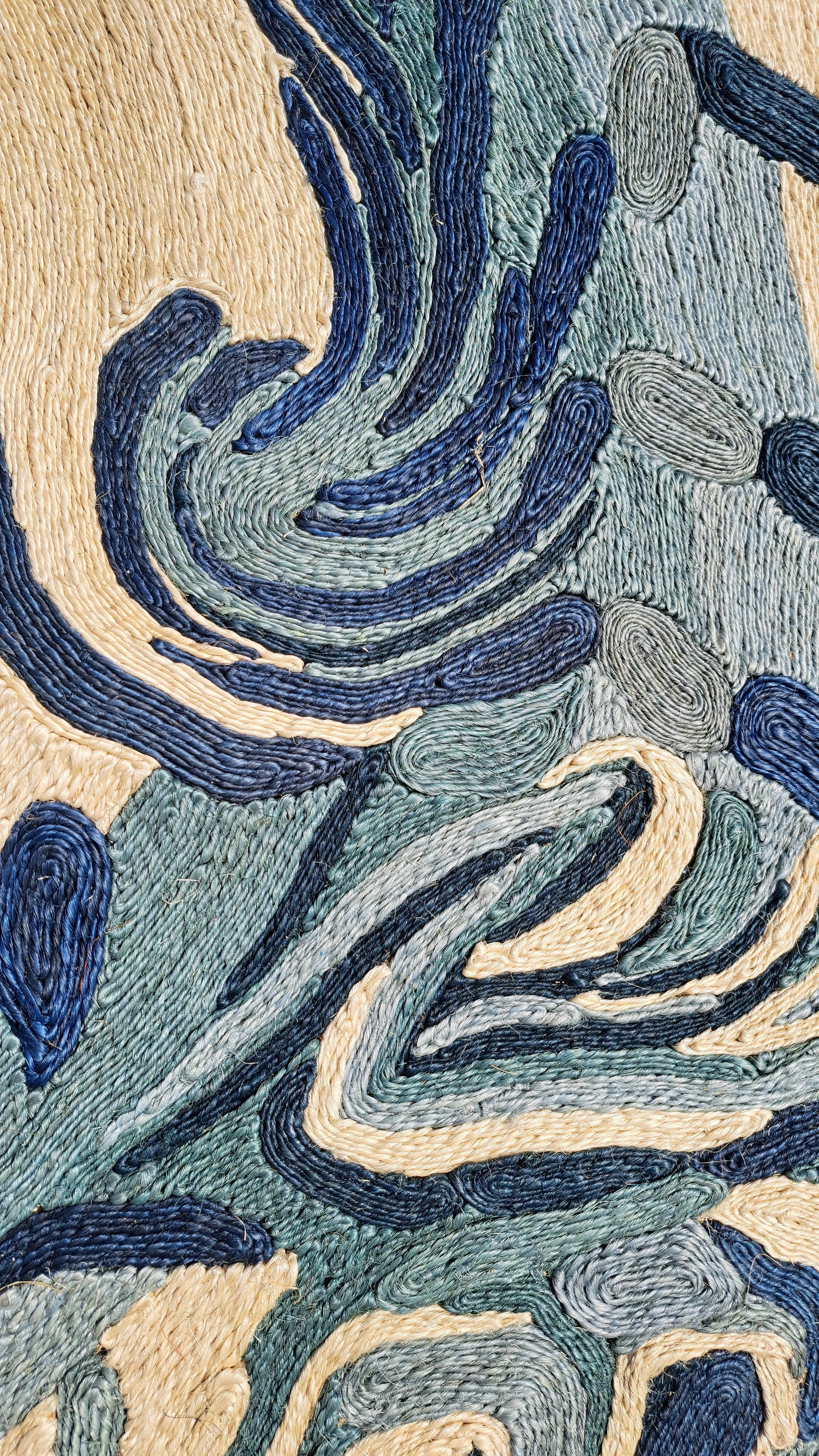 Tapis Rond en Sisal "Dragon bleu" (200cm) Maison Sisal