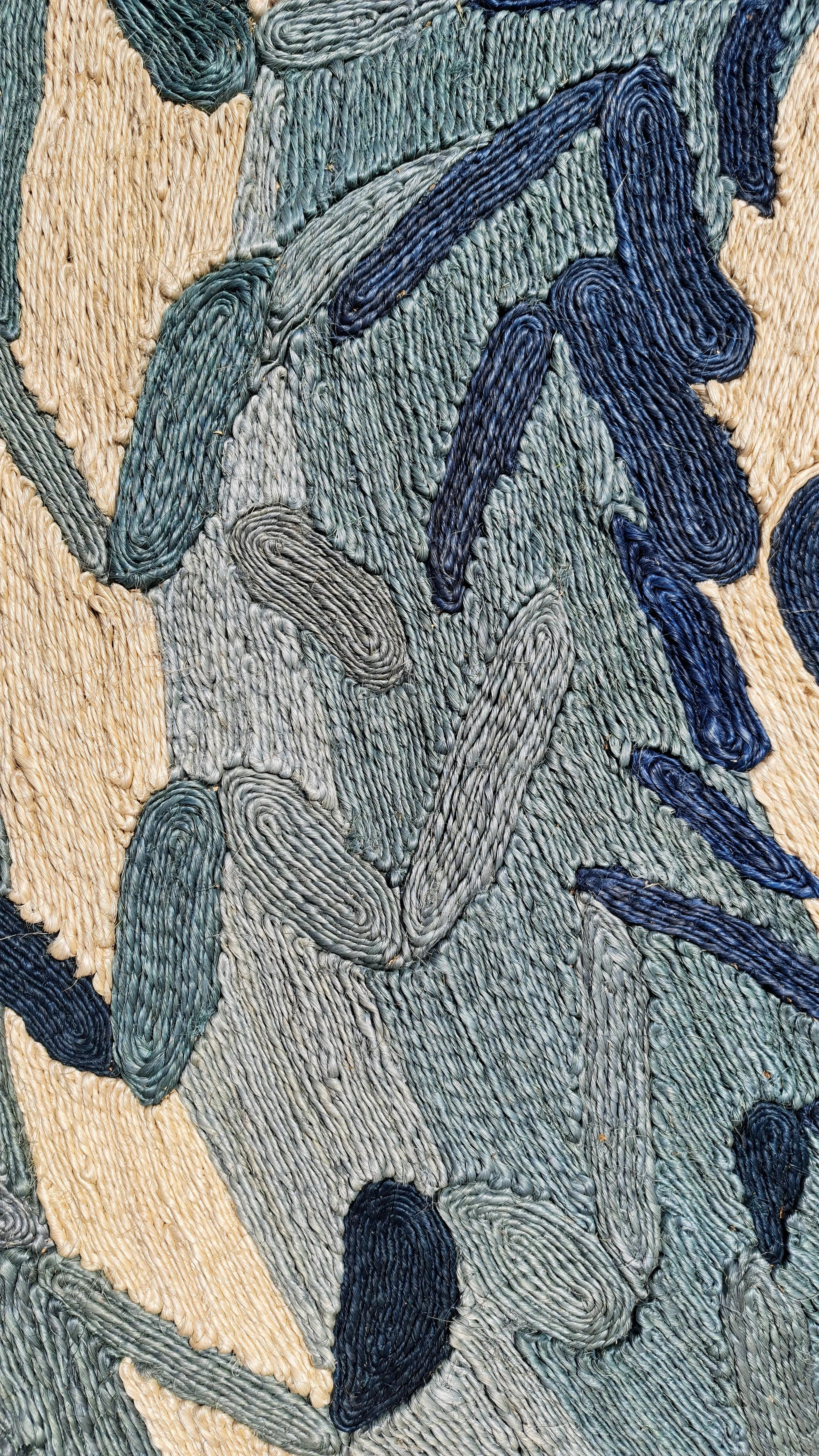 Tapis Rond en Sisal "Dragon bleu" (200cm) Maison Sisal