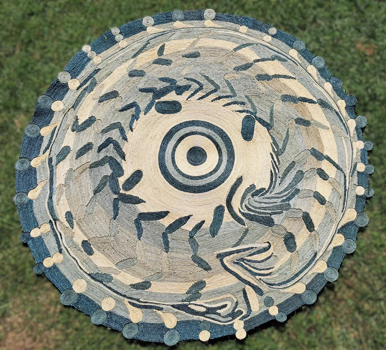 Tapis Rond en Sisal "Dragon bleu" (2m) Maison Sisal