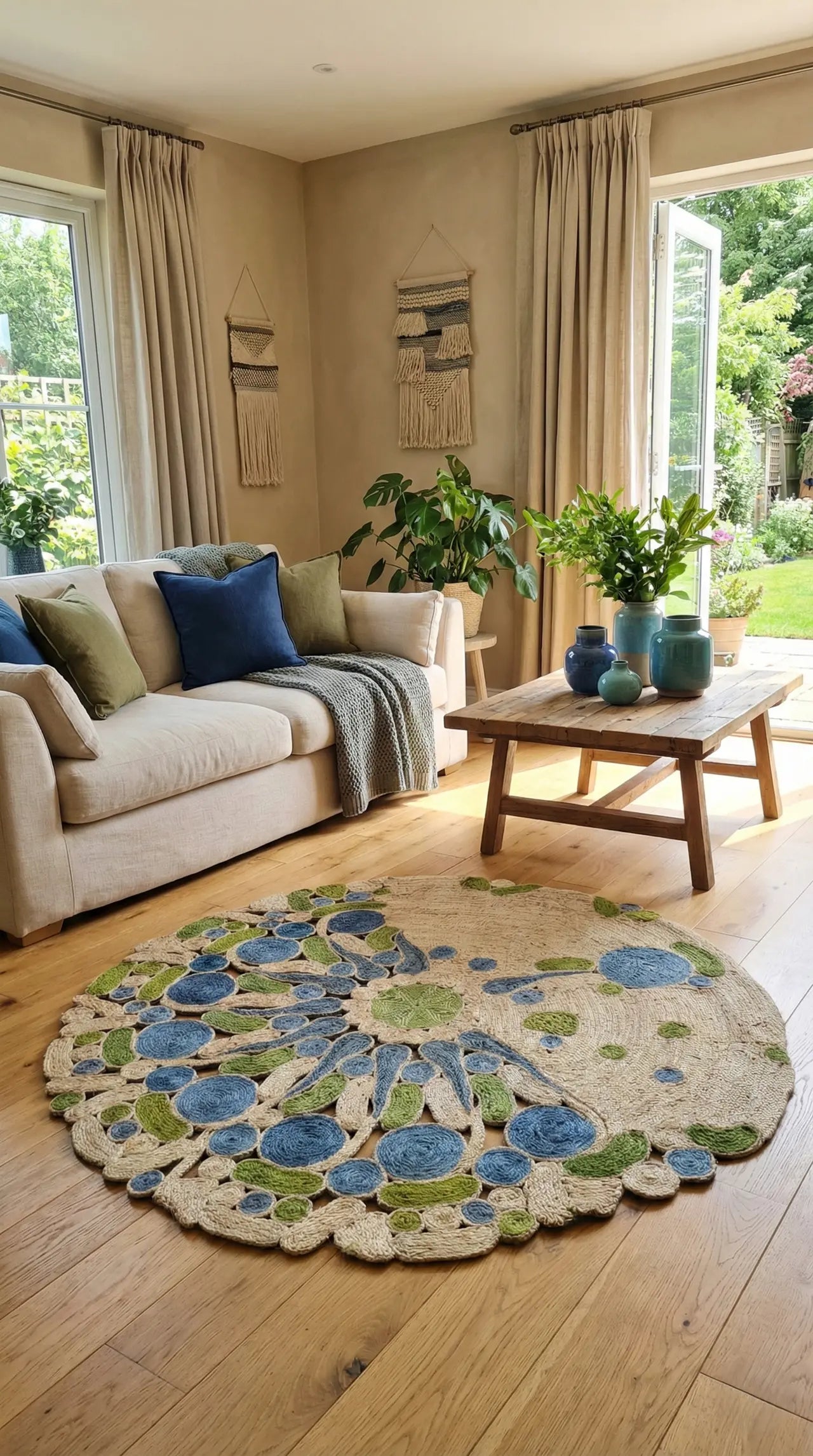 Tapis Rond en Sisal "Mosaïque Boréale" (150 cm) Maison Sisal