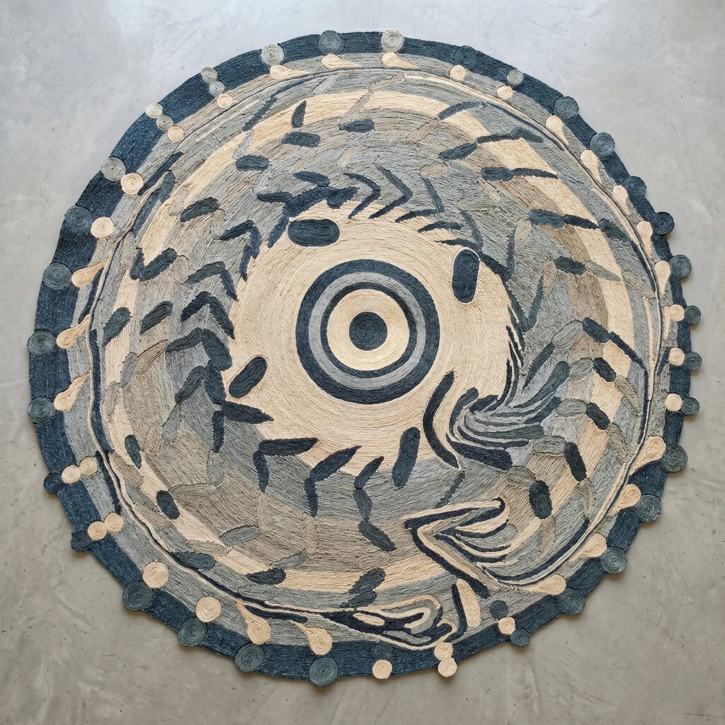 Tapis Rond en Sisal "Dragon bleu" (200cm) Maison Sisal