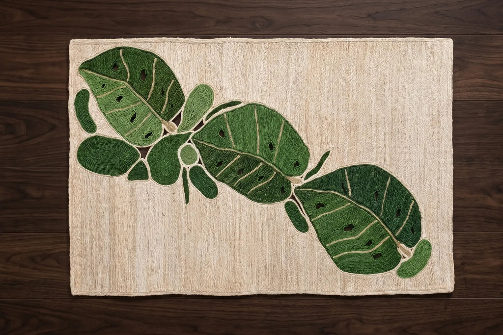 Tapis en Sisal "Feuilles Tropicales" (1m*1,50m) Maison Sisal