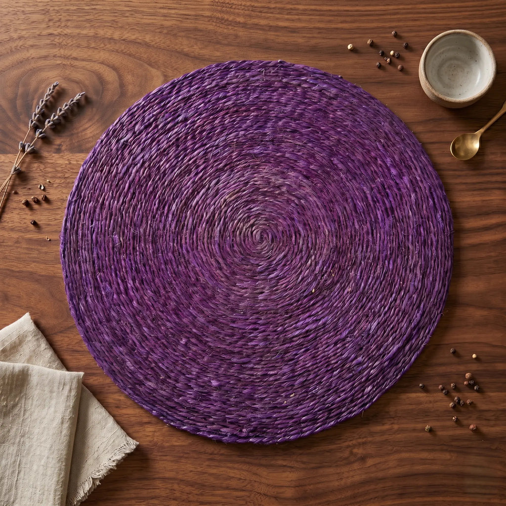 6 Sets de table "Disque" – 100% Sisal (Gueule cassée - Prune) Maison Sisal