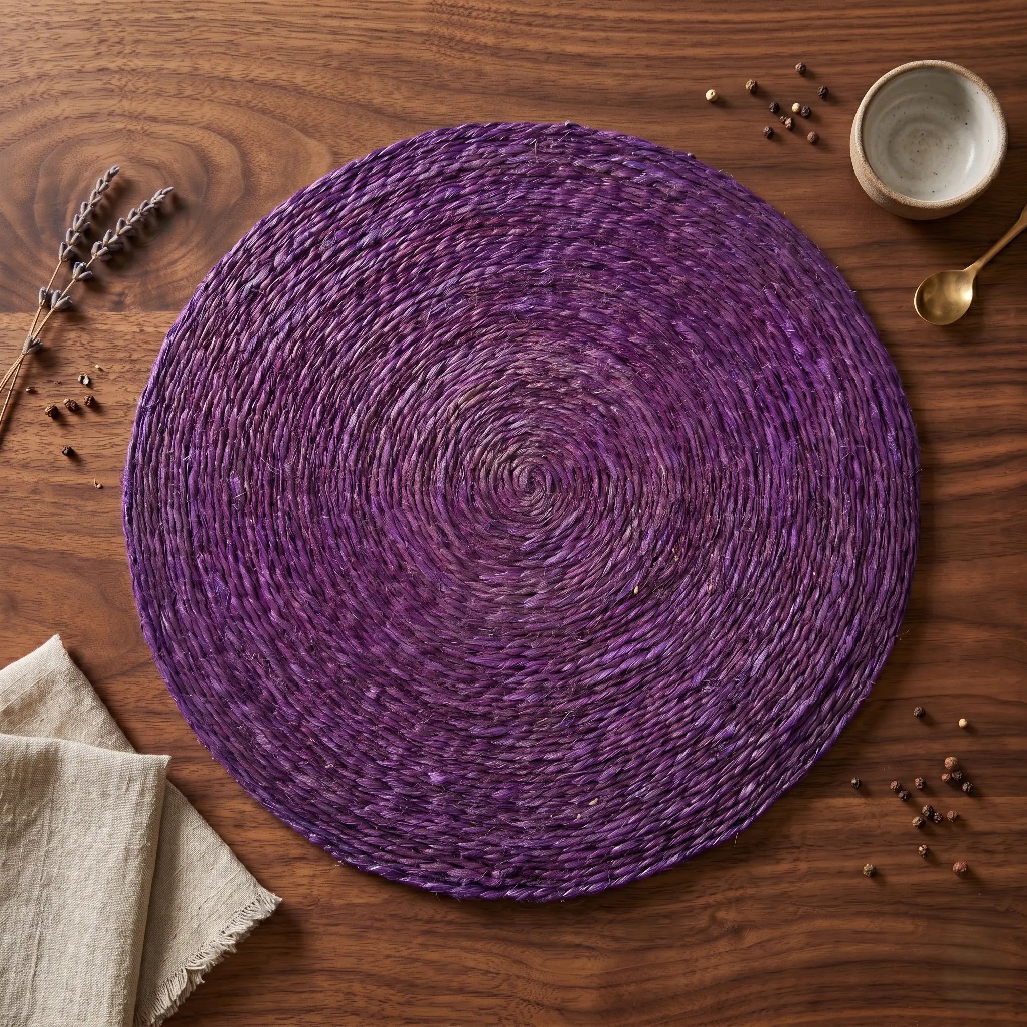 6 Sets de table "Disque" – 100% Sisal (Gueule cassée - Prune) Maison Sisal