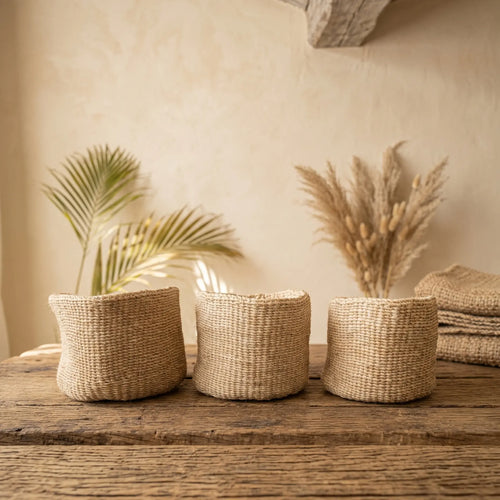 Trio de corbeilles en Sisal (18 à 25cm) Maison Sisal