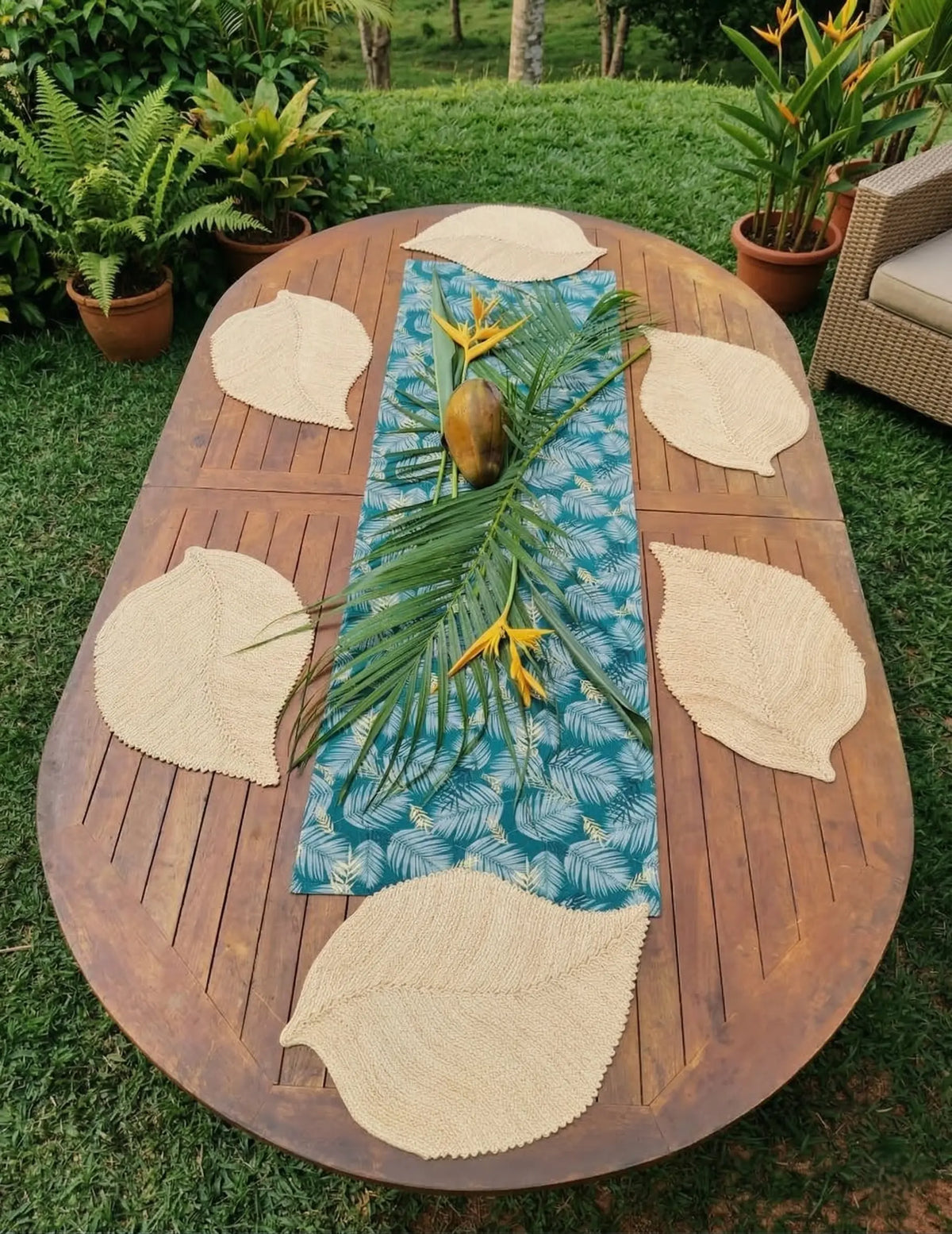 6 sets de table Raphia Feuille Maison Sisal
