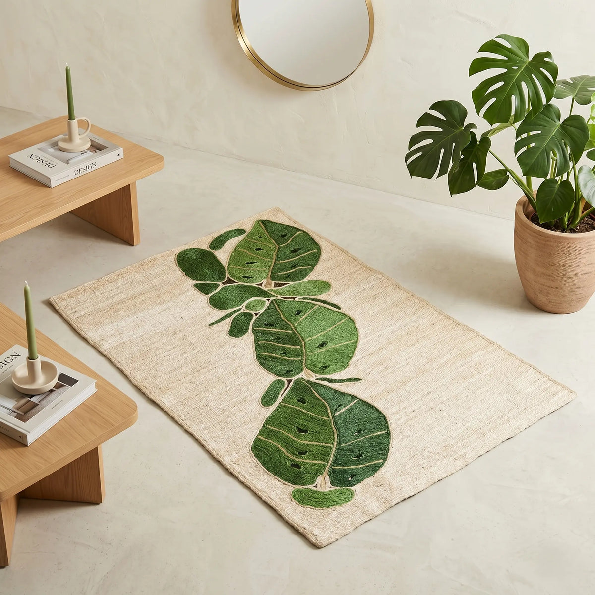 Tapis en Sisal "Feuilles Tropicales" (1m*1,50m) Maison Sisal