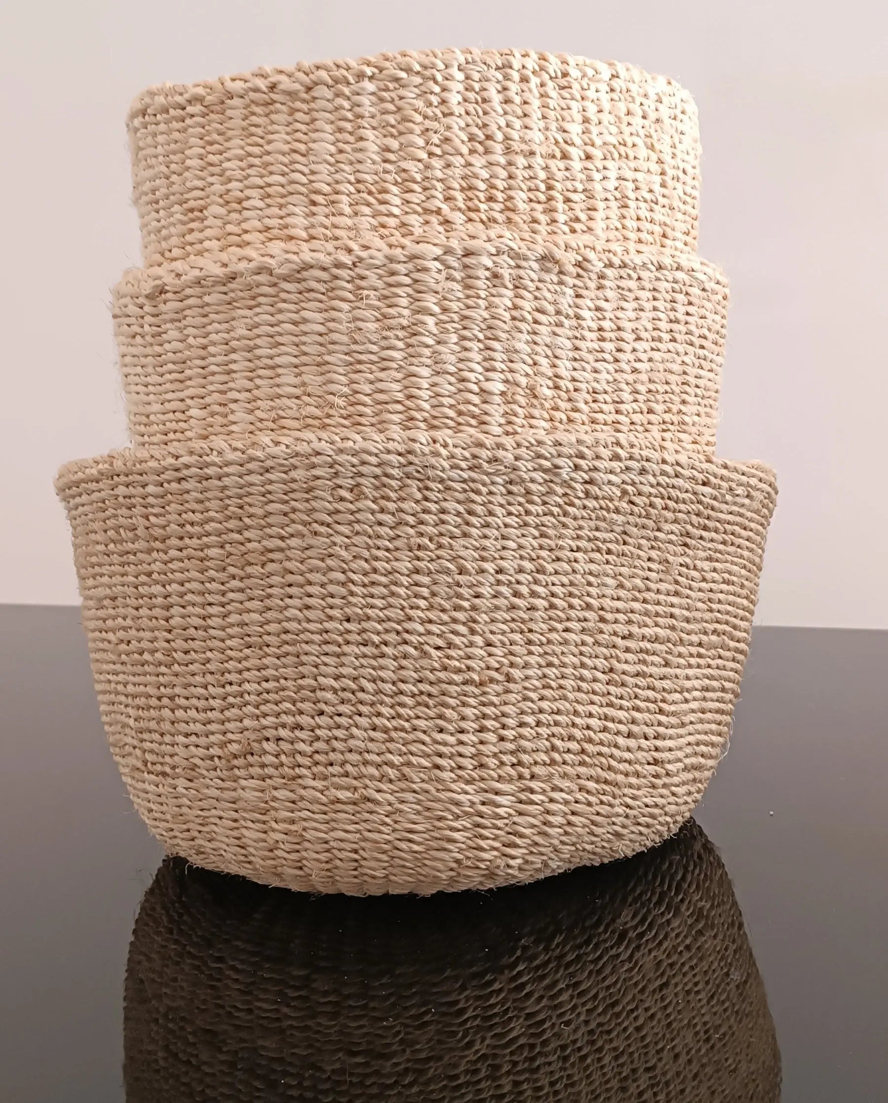 Trio de corbeilles en Sisal (18 à 25cm) Maison Sisal