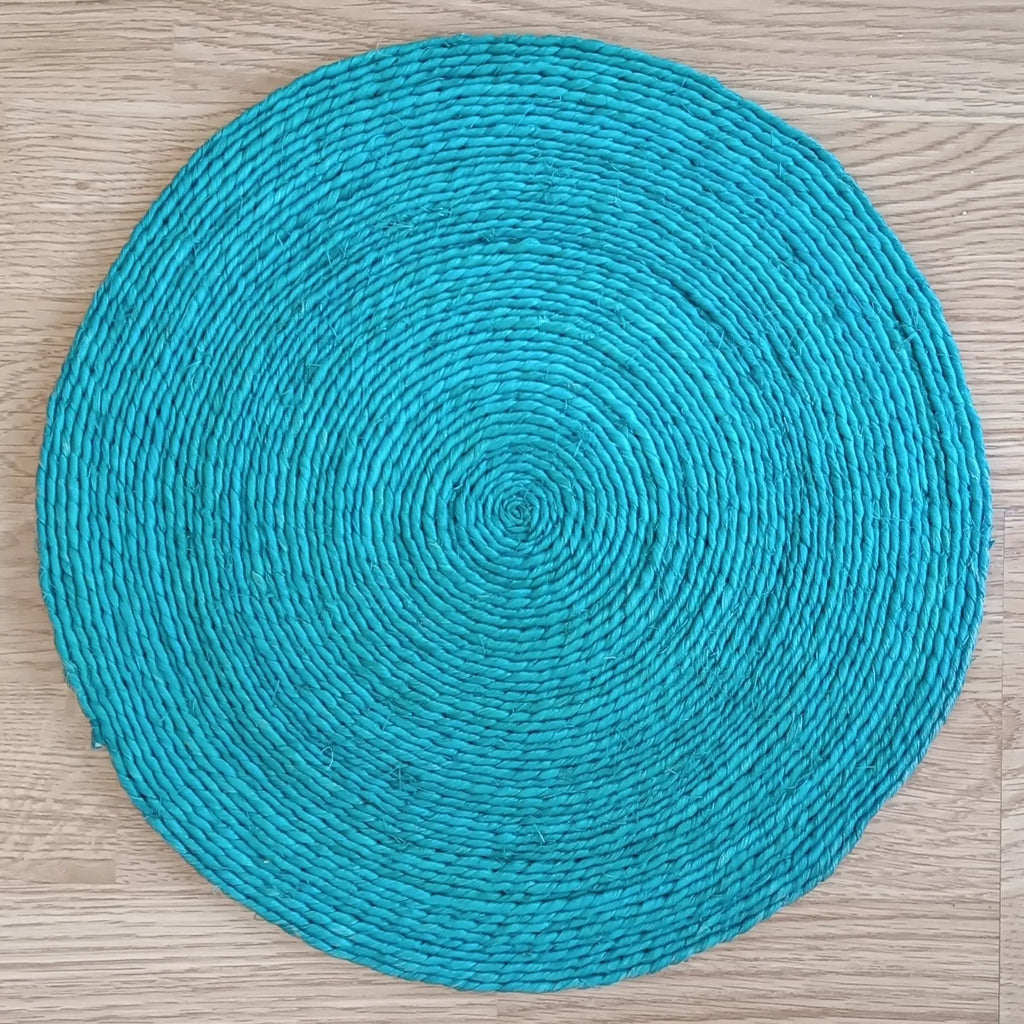 6 Sets de table "Disque" – 100% Sisal (Gueule cassée - Bleu) Maison Sisal