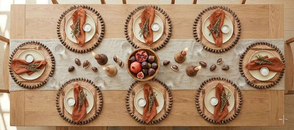 6 Sets de table en Raphia et coquillages marrons (30 cm) Maison Sisal
