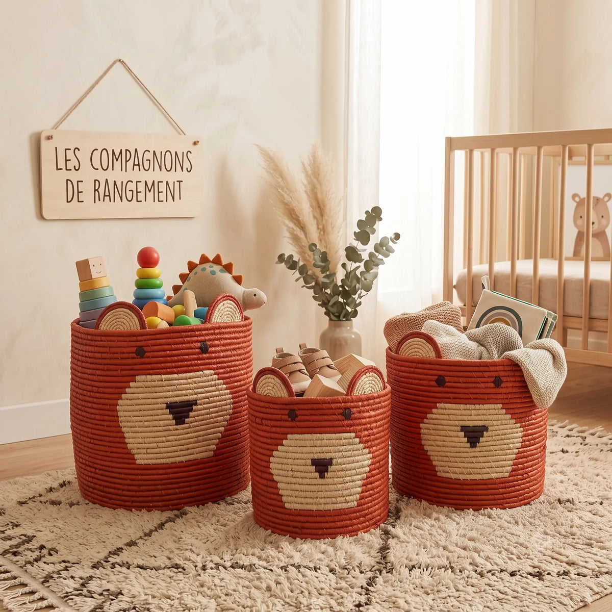 Corbeilles en Raphia Tête d'ours Maison Sisal