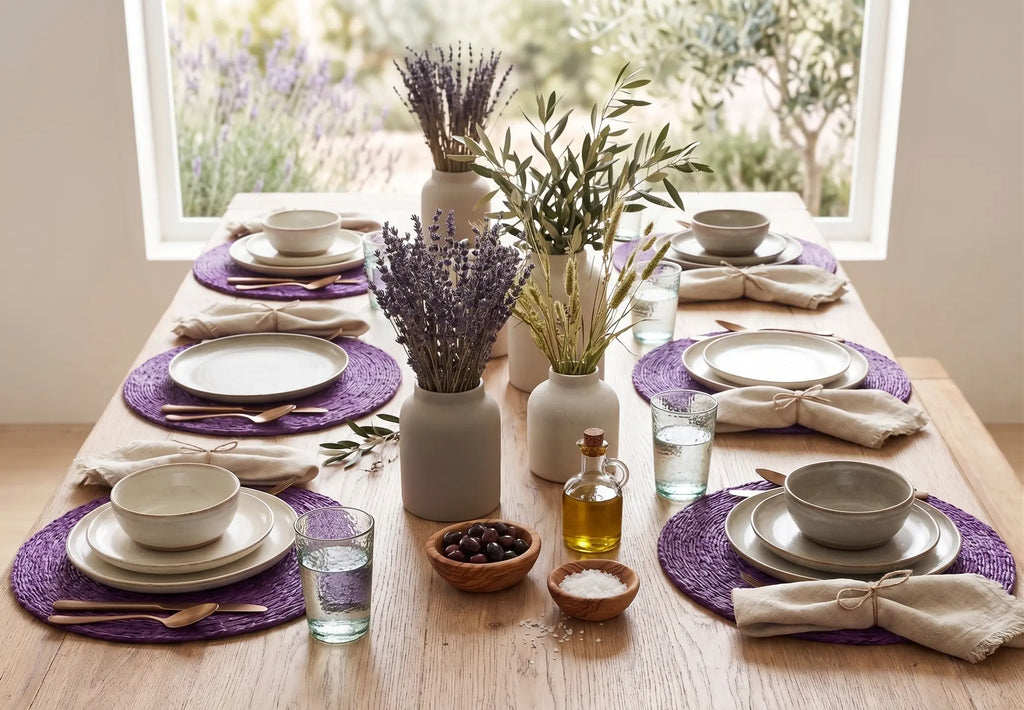 6 Sets de table "Disque" – 100% Sisal (Gueule cassée - Prune) Maison Sisal