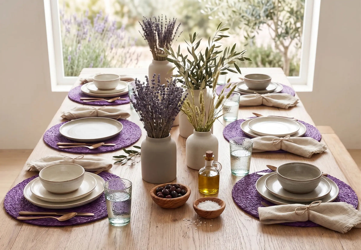 6 Sets de table "Disque" – 100% Sisal (Gueule cassée - Prune) Maison Sisal